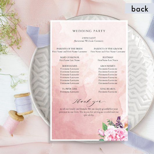 Elegant Pastel Paars Floral Wedding Programme