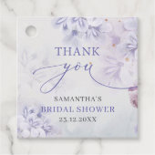 Elegant pastel paarse bronbloemen vrijgezellenfees bedankjes labels (Voorkant)