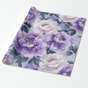 Elegant pastel Paarse pioen bloemontwerp Cadeaupapier