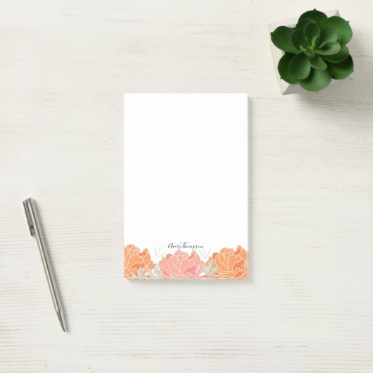 Elegant Pastel Peonies Floral Pattern Post-it® Notes (Kantoor)