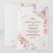 Elegant Pastel Pink Floral Lijst Fancy Kaart (Voorkant / Achterkant)