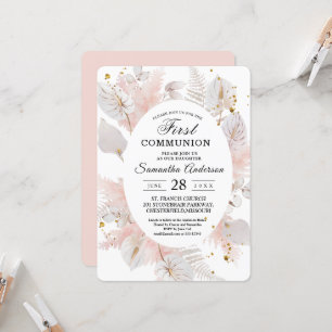 Elegant Pastel Pink Floral Lijst & Gold Druppels Kaart