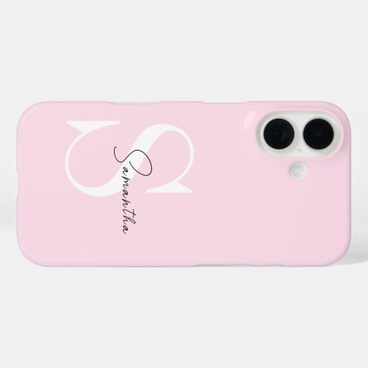 Élégant Pastel Pink Monogram coque iphone (Verso (horizontal))