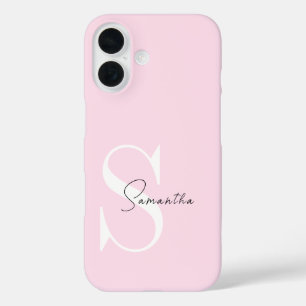 Élégant Pastel Pink Monogram coque iphone
