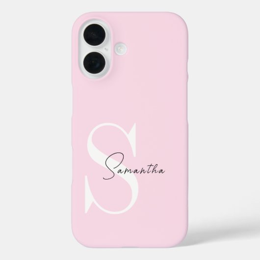 Élégant Pastel Pink Monogram coque iphone (Verso)