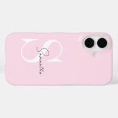 Élégant Pastel Pink Monogram coque iphone (Verso (horizontal))