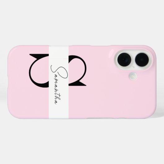 Élégant Pastel Pink Monogram coque iphone (Verso (horizontal))
