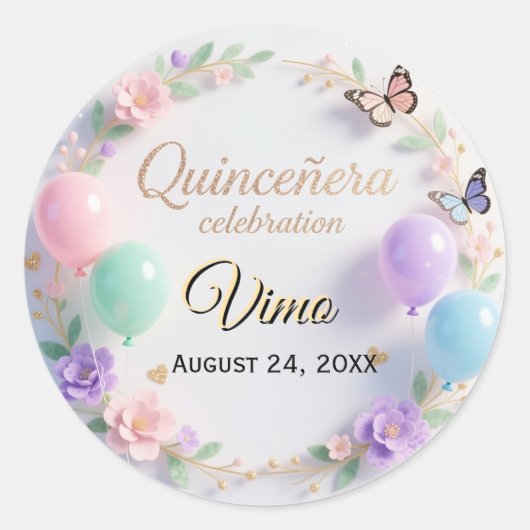 Elegant Pastel Quinceañera Stickers  (Devant)