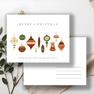 ELEGANT PASTEL RED GREEN STAR CHIRSTMAS ORNAMENS FEESTDAGENKAART