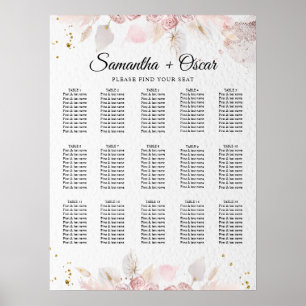 Elégant Pastel Rose Flore Cadre Fancy Poster