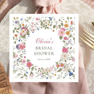 Elegant Pastel Roze Boho Wildflower Vrijgezellenfe Servet