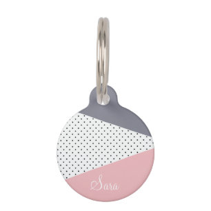 Elegant pastel roze paarse meetkundige poka dots huisdierpenning
