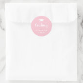 Elegant Pastel Roze Script Name Gradup Cap Ronde Sticker (Tas)
