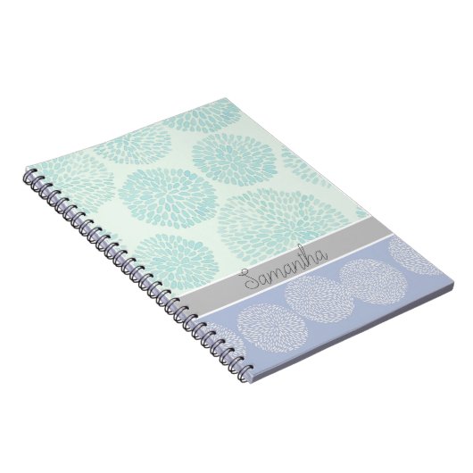 Elegant Pastel Shades of Blue Pattern Personalised Notitieboek (Rechterzijde)
