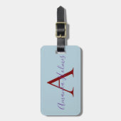 Elegant Pastel Stylish Calligraphy Monogrammed Bagagelabel (Voorkant verticaal)