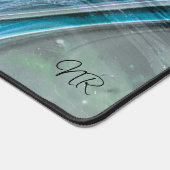 Elégant Pastel Turquoise bleu vert Monogramme Marb (Coin)