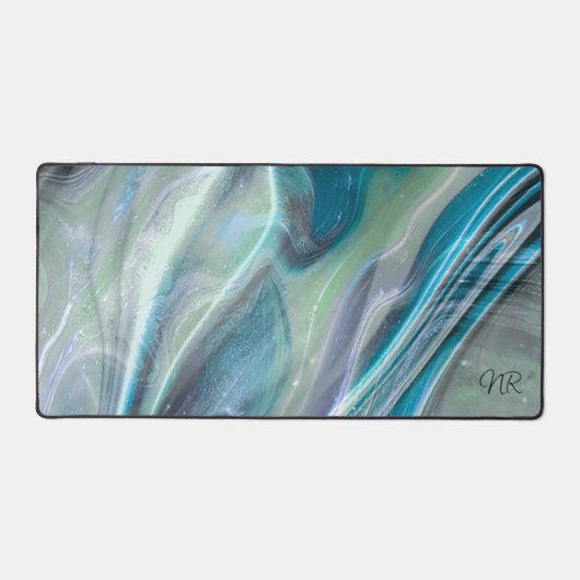 Elégant Pastel Turquoise bleu vert Monogramme Marb (Recto)