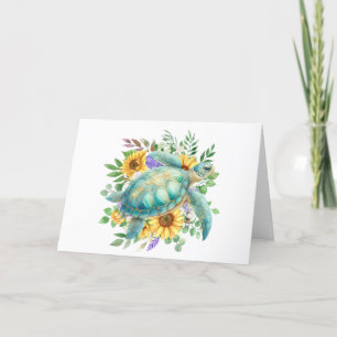 Elegant Pastel Waterverf Zee Turtle Note Kaart