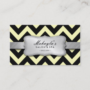 Elegant Pastel Yellow and Black Chevron Pattern Visitekaartje