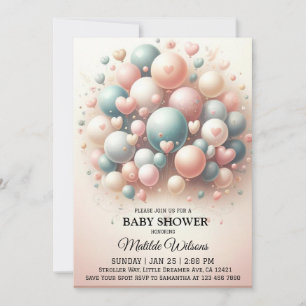 Elegant pastelballon Bonanza Baby shower Kaart