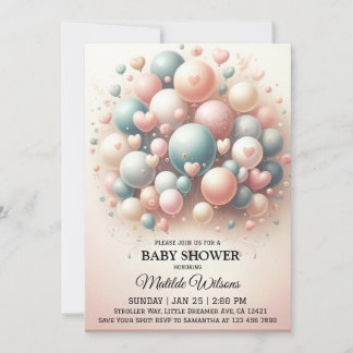Elegant pastelballon Bonanza Baby shower Kaart