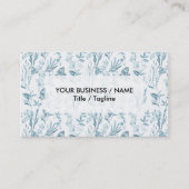 Elegant pastelblauw vlinderbloemig visitekaartje (Voorkant)