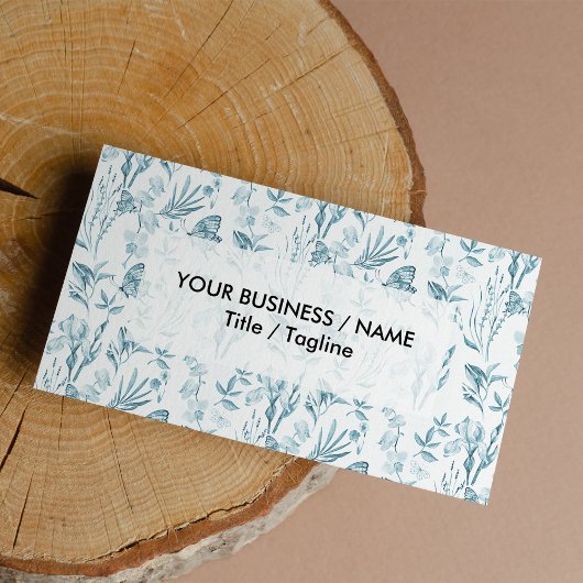 Elegant pastelblauw vlinderbloemig visitekaartje