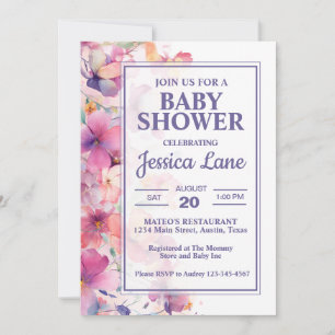 Elegant pastelbloem Baby shower Kaart
