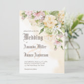 Elegant pastelcrème bruiloft kaart (Staand voorkant)