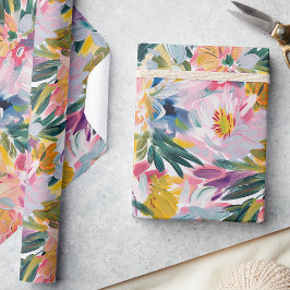 Elegant pastelroze Abstract bloemmotief Cadeaupapier