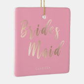 Elegant pastelroze en goudbruidsbruin roos keramisch ornament (Rechts)