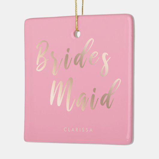 Elegant pastelroze en goudbruidsbruin roos keramisch ornament (Links)