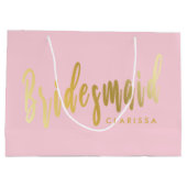 Elegant pastelroze en goudbruidsmeisje groot cadeauzakje (Achterkant)