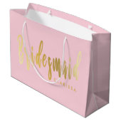 Elegant pastelroze en goudbruidsmeisje groot cadeauzakje (Achterkant Gekanteld)
