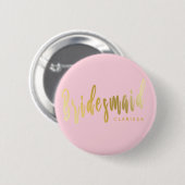 Elegant pastelroze en goudbruidsmeisje ronde button 5,7 cm (Voorkant /achterkant)