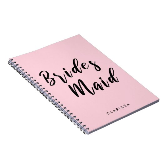 Elegant pastelroze en zwarte bruidsmeisje notitieboek (Rechterzijde)