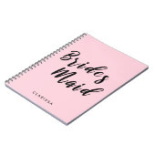 Elegant pastelroze en zwarte bruidsmeisje notitieboek (Linkerzijde)