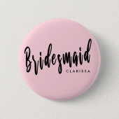 Elegant pastelroze en zwarte bruidsmeisje ronde button 5,7 cm (Voorkant)