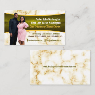 Elegant pastor en First Lady Marble Photo Church Visitekaartje