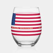 Elegant Patriotic USA American Flag Personalized Wijnglas Zonder Voet (Voorkant)