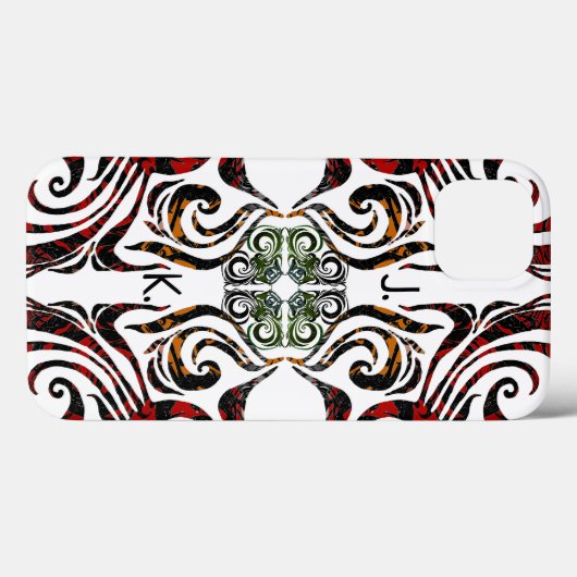 Elegant Patroon en uw Initialen Case-Mate iPhone Case (Achterkant (horizontaal))