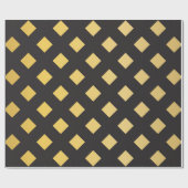 Elegant patroon geometrisch zwart en goud cadeaupapier (Vlak)