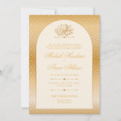 Elegant Patroon Goud Islamitisch Moslim Bruiloft Kaart (Voorkant)