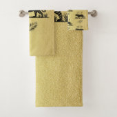 Elegant patroon Goud Zwart Monogram Bad Handdoek (Insitu)