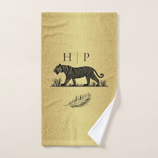 Elegant patroon Goud Zwart Monogram Bad Handdoek (Handdoek)