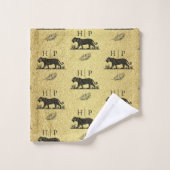 Elegant patroon Goud Zwart Monogram Bad Handdoek (Wasdoekje)