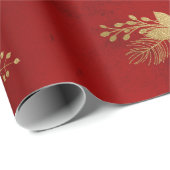 Elegant patroon met rode en gouden kerstbloem cadeaupapier (Rol Hoek)
