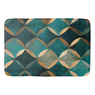 Elegant patroon turquoise goud luxe badmat