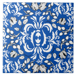Elegant  patroon William Morris kobalt blauw Tegeltje