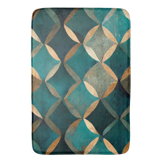 Elegant patroontje blauwgroen goudluxe badmat (Voorkant Verticaal)